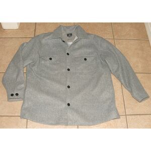 H&M Mens Sz XL Casual Wear Gray Button Up Relaxed Fit Cozy Comfy Shirt Jacket